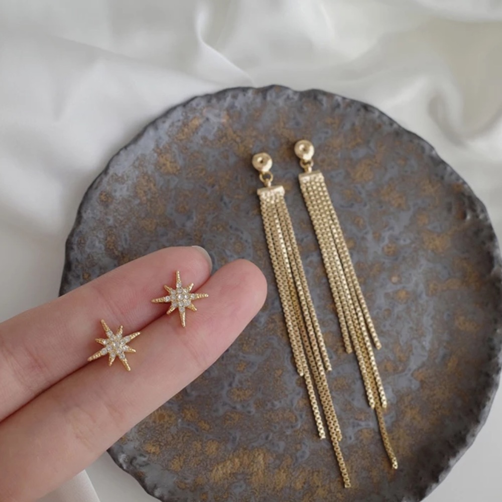 GP Star Tassels Stud Earrings - Picture 6 of 6